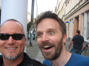 With Roy Carroll, post-caffeine in Prenzlauer Berg