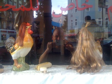 Chickens with wigs