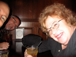 Dottie Grossman having a drink with Vlat and Kaiser