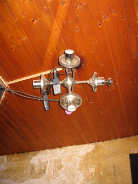 Recording mics on a chandelier at Loophole...which later came tumbling down, with no injuries....