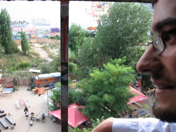 Phil on the fourth floor, looking out on Tacheles courtyard.